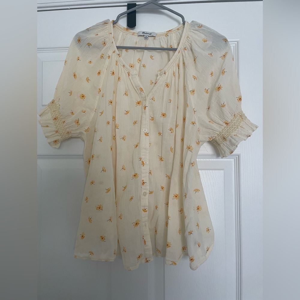 EUC Madewell Lightweight gauze floral button down top